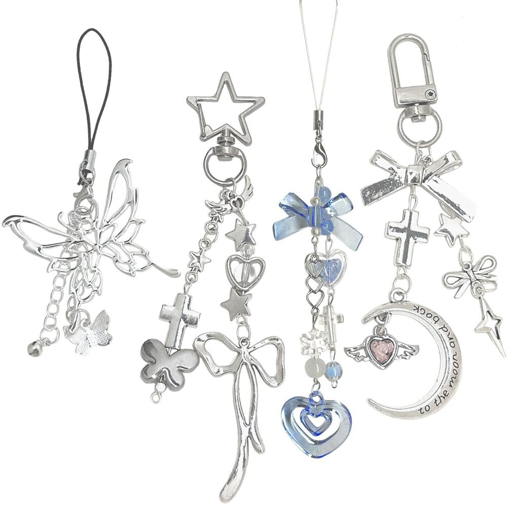8203 4pcs Cute Phone Charms Aesthetic Y2K Cell Phone Charms Strap Butterfly